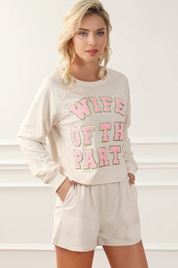 WIFE OF THE PARTY Round Neck Top and Shorts Lounge Set - Pahabu - Women's Clothing & Shop