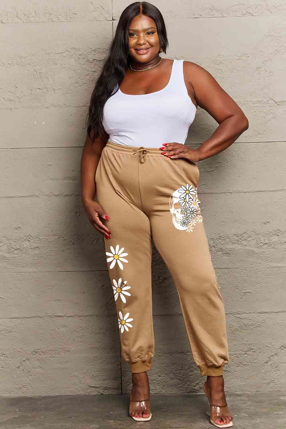 Simply Love Simply Love Full Size Drawstring Flower & Skull Graphic Long Sweatpants - Pahabu - Women's Clothing & Shop