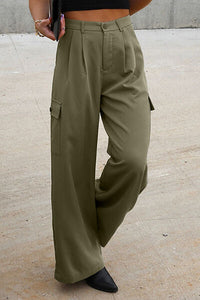 Ruched Wide Leg Pants with Pockets - Pahabu - Women's Clothing & Shop