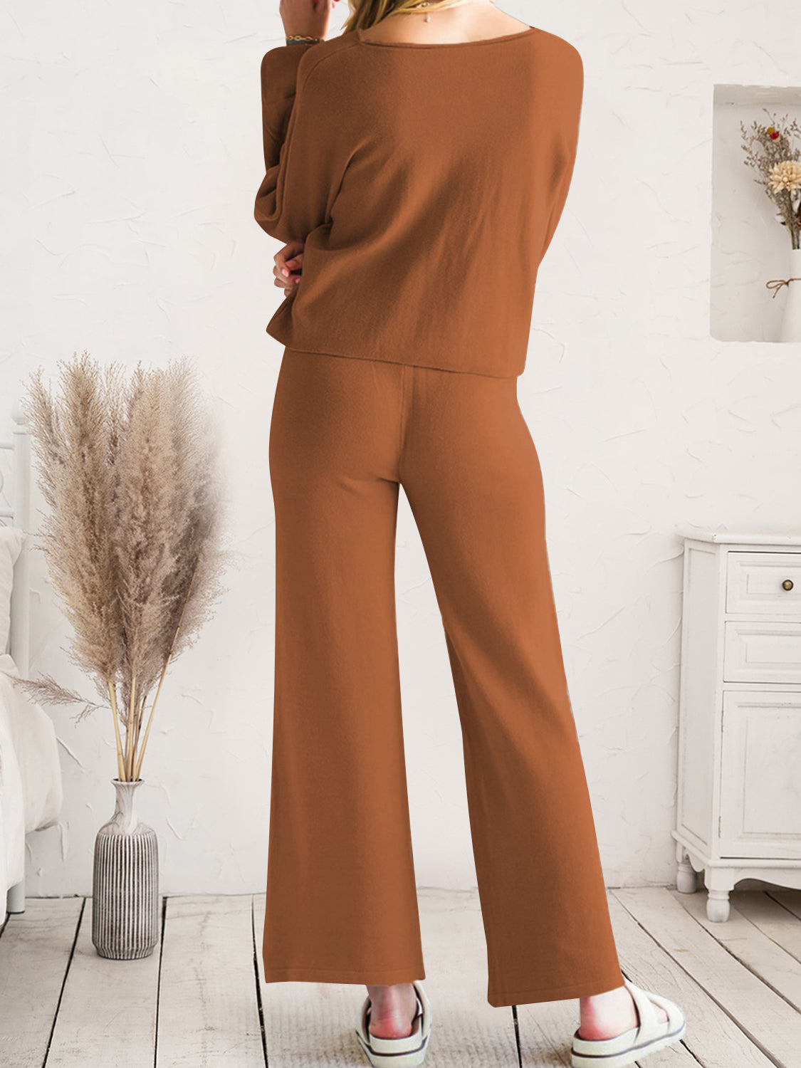 Long Sleeve Lounge Top and Drawstring Pants Set - Pahabu - Women's Clothing & Shop