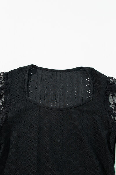 Eyelet Lace Long Sleeve Bodysuit - Pahabu - Women's Clothing & Shop