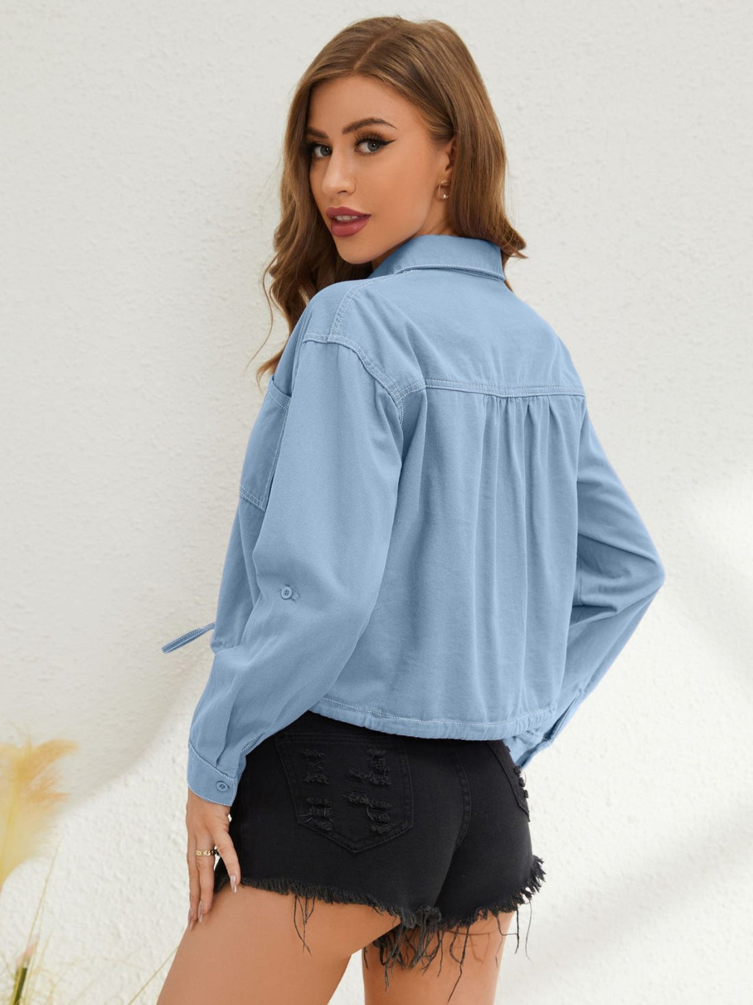 Collared Neck Long Sleeve Shirt - Pahabu - Women's Clothing & Shop