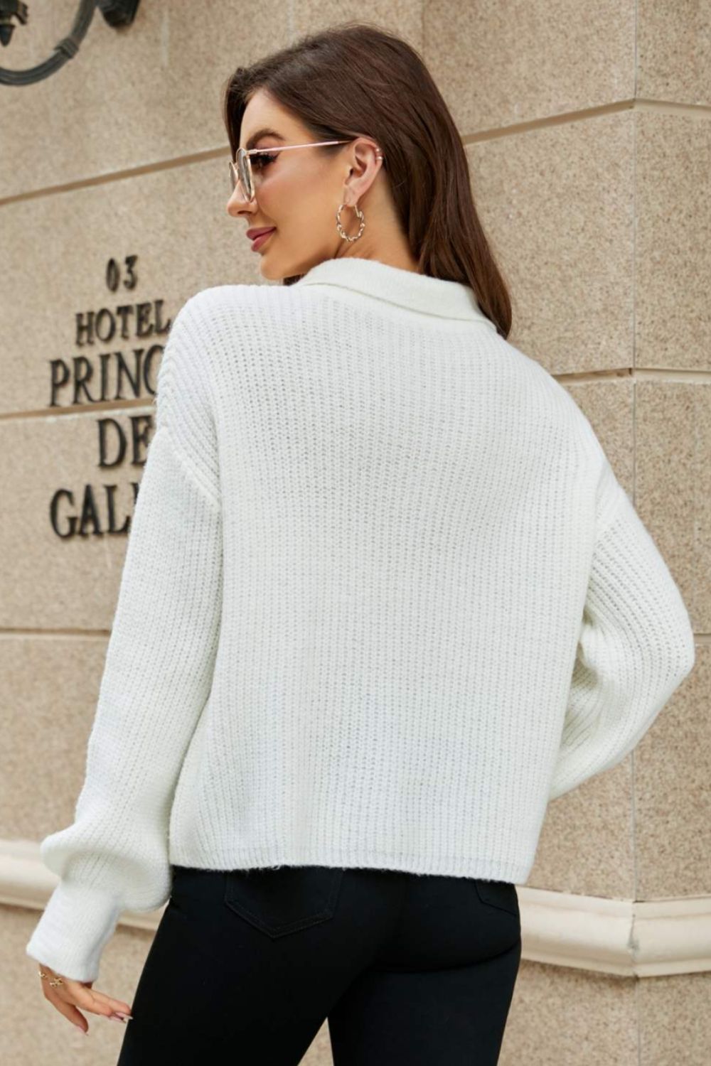 Johnny Collar Lantern Sleeve Sweater - Pahabu - Women's Clothing & Shop