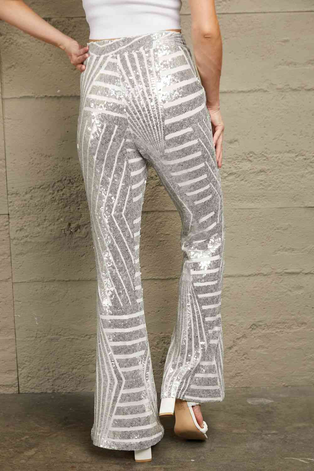 Sequin High Waist Flared Pants - Pahabu - Women's Clothing & Shop