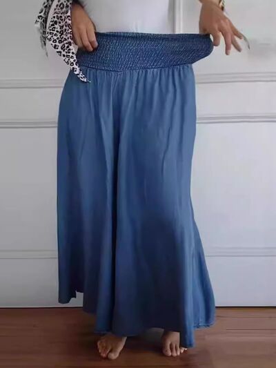 Full Size Smocked Wide Leg Pants with Pockets - Pahabu - Women's Clothing & Shop