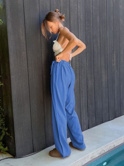 Tied High Waist Wide Leg Pants - Pahabu - Women's Clothing & Shop