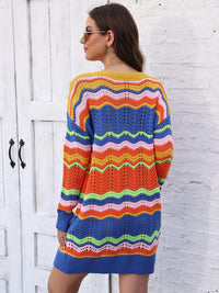 Openwork Round Neck Sweater Dress - Pahabu - Women's Clothing & Shop