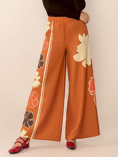 Printed Elastic Waist Wide Leg Pants - Pahabu - Women's Clothing & Shop