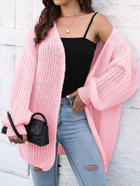Open Front Dropped Shoulder Longline Cardigan - Pahabu - Women's Clothing & Shop