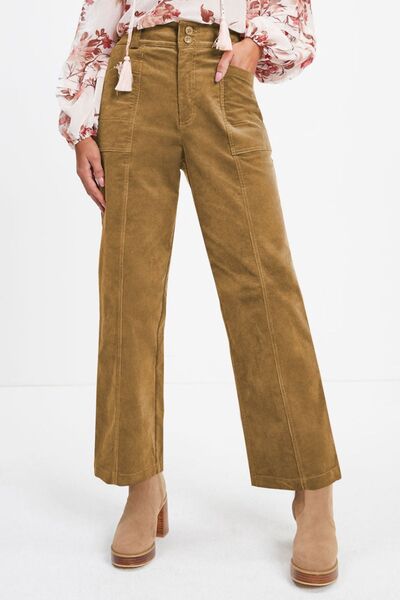 Half Elastic Waist Straight Pants - Pahabu - Women's Clothing & Shop