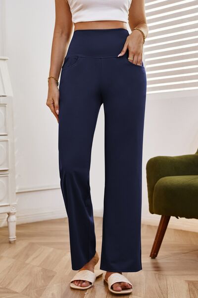 High Waist Wide Leg Pants with Pockets - Pahabu - Women's Clothing & Shop