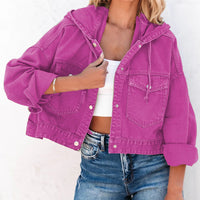 Hooded Dropped Shoulder Denim Jacket - Pahabu - Women's Clothing & Shop
