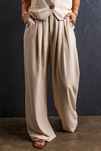 Ruched Wide Leg Pants with Pockets - Pahabu - Women's Clothing & Shop