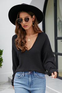 V-Neck Center Seam Sweater - Pahabu - Women's Clothing & Shop