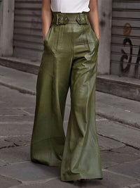 Half Elastic Waist Wide Leg Pants - Pahabu - Women's Clothing & Shop