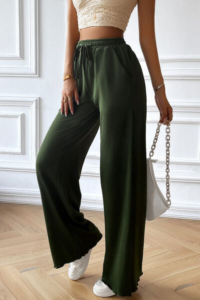 Devine Drawstring Wide Leg Pants with Pocketed - Pahabu - Women's Clothing & Shop