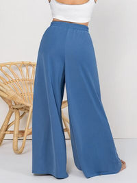 Plus Size Tied Slit Wide Leg Pants - Pahabu - Women's Clothing & Shop