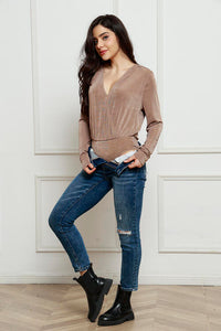 V-Neck Long Sleeve Bodysuit - Pahabu - Women's Clothing & Shop