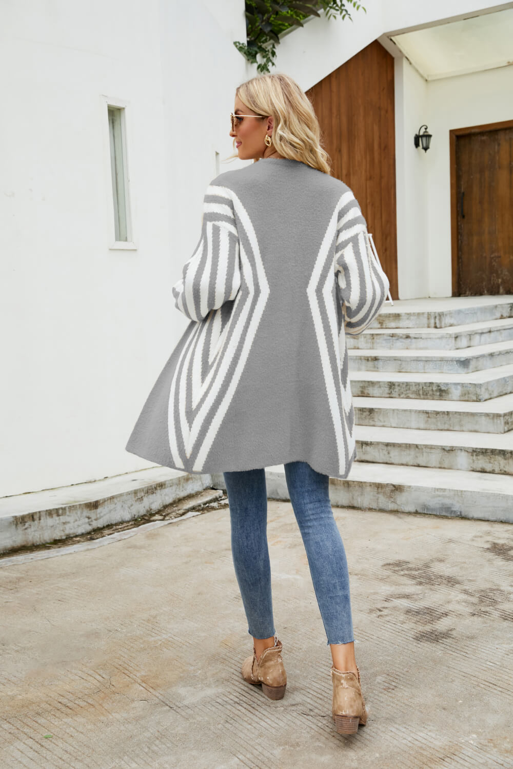 Woven Right Two-Tone Open Front Fuzzy Longline Cardigan - Pahabu - Women's Clothing & Shop
