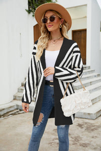 Woven Right Two-Tone Open Front Fuzzy Longline Cardigan - Pahabu - Women's Clothing & Shop