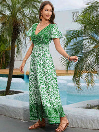 Bohemian Surplice Neck Split Maxi Dress - Pahabu - Women's Clothing & Shop