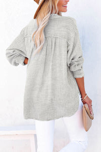 Buttoned Long Sleeve Blouse - Pahabu - Women's Clothing & Shop