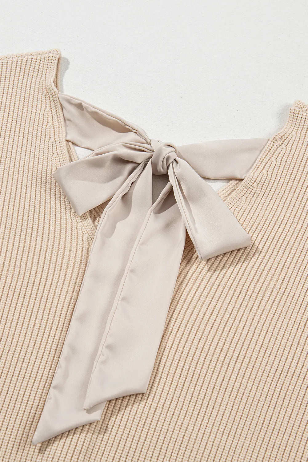 Tied V-Neck Long Sleeve Sweater - Pahabu - Women's Clothing & Shop