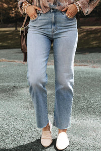 High Waist Straight Jeans with Pockets - Pahabu - Women's Clothing & Shop
