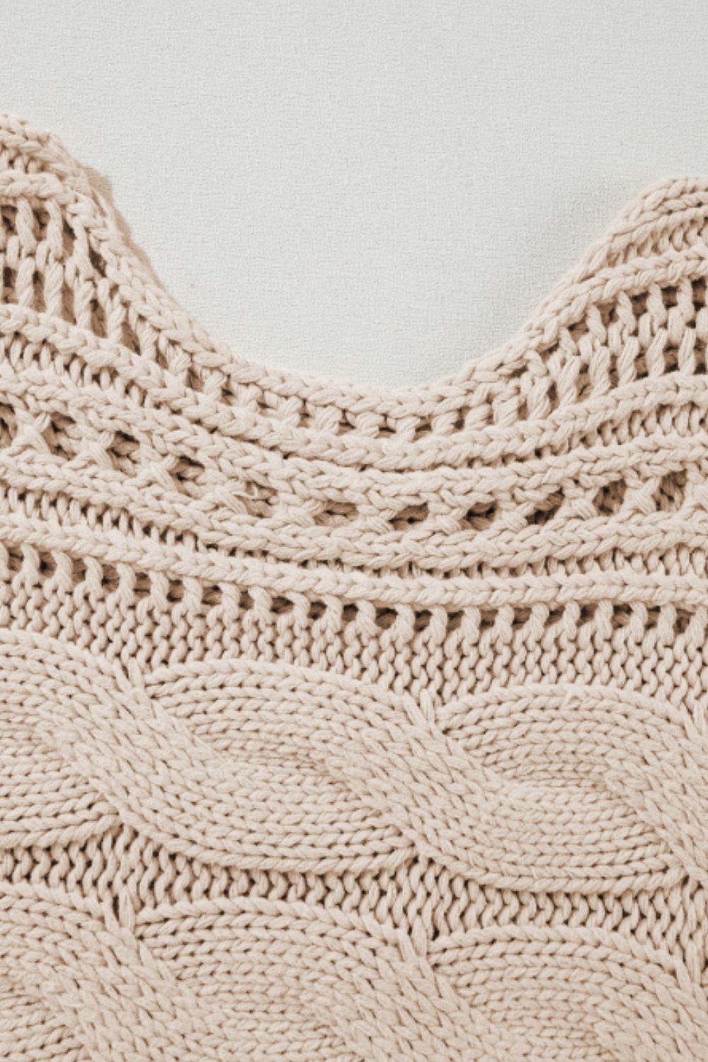 Openwork Cable Knit Long Sleeve Sweater - Pahabu - Women's Clothing & Shop