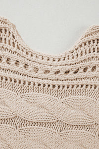 Openwork Cable Knit Long Sleeve Sweater - Pahabu - Women's Clothing & Shop