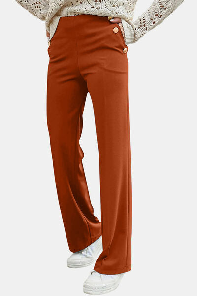 Decorative Button High Rise Pants - Pahabu - Women's Clothing & Shop