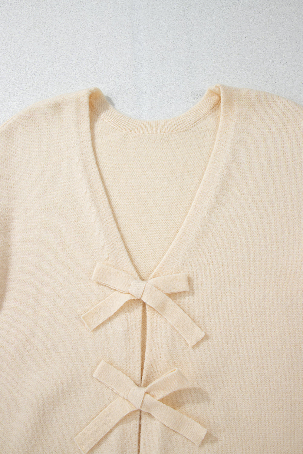 Bowknot Front V Neck Long Sleeve Cardigan - Pahabu - Women's Clothing & Shop