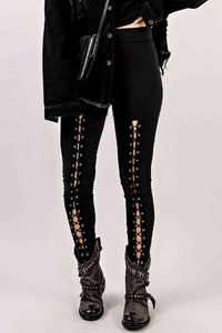 Grommet Lace Up Leggings - Pahabu - Women's Clothing & Shop