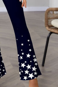 FAM-FAM Star Elastic Waist Bootcut Pants - Pahabu - Women's Clothing & Shop