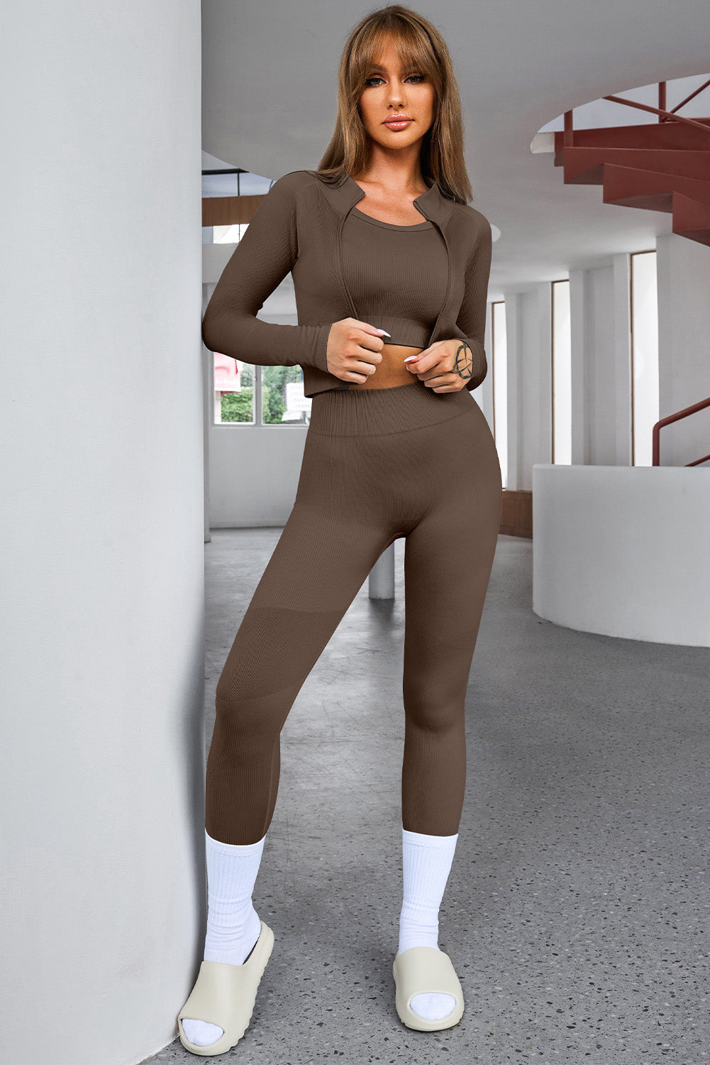 Tank Cropped Active Top and Pants Set - Pahabu - Women's Clothing & Shop