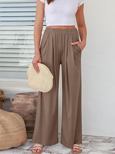 Elastic Waist Wide Leg Pants - Pahabu - Women's Clothing & Shop