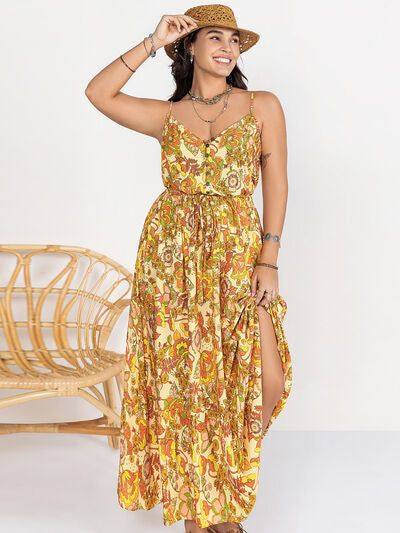 Plus Size Printed V-Neck Maxi Cami Dress - Pahabu - Women's Clothing & Shop