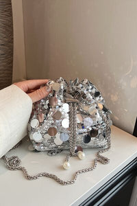 Drawstring Sequin Crossbody Bag - Pahabu - Women's Clothing & Shop