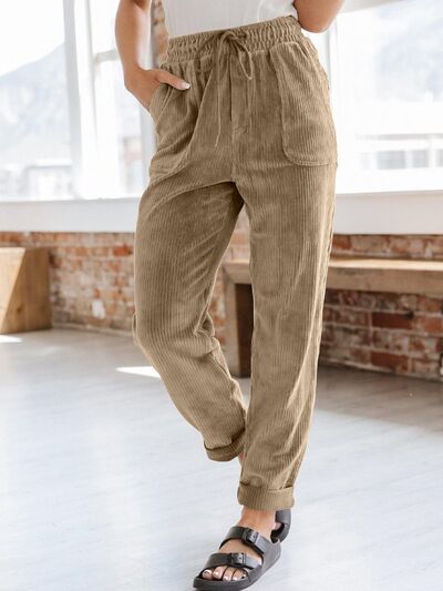 Drawstring Pants with Pockets - Pahabu - Women's Clothing & Shop