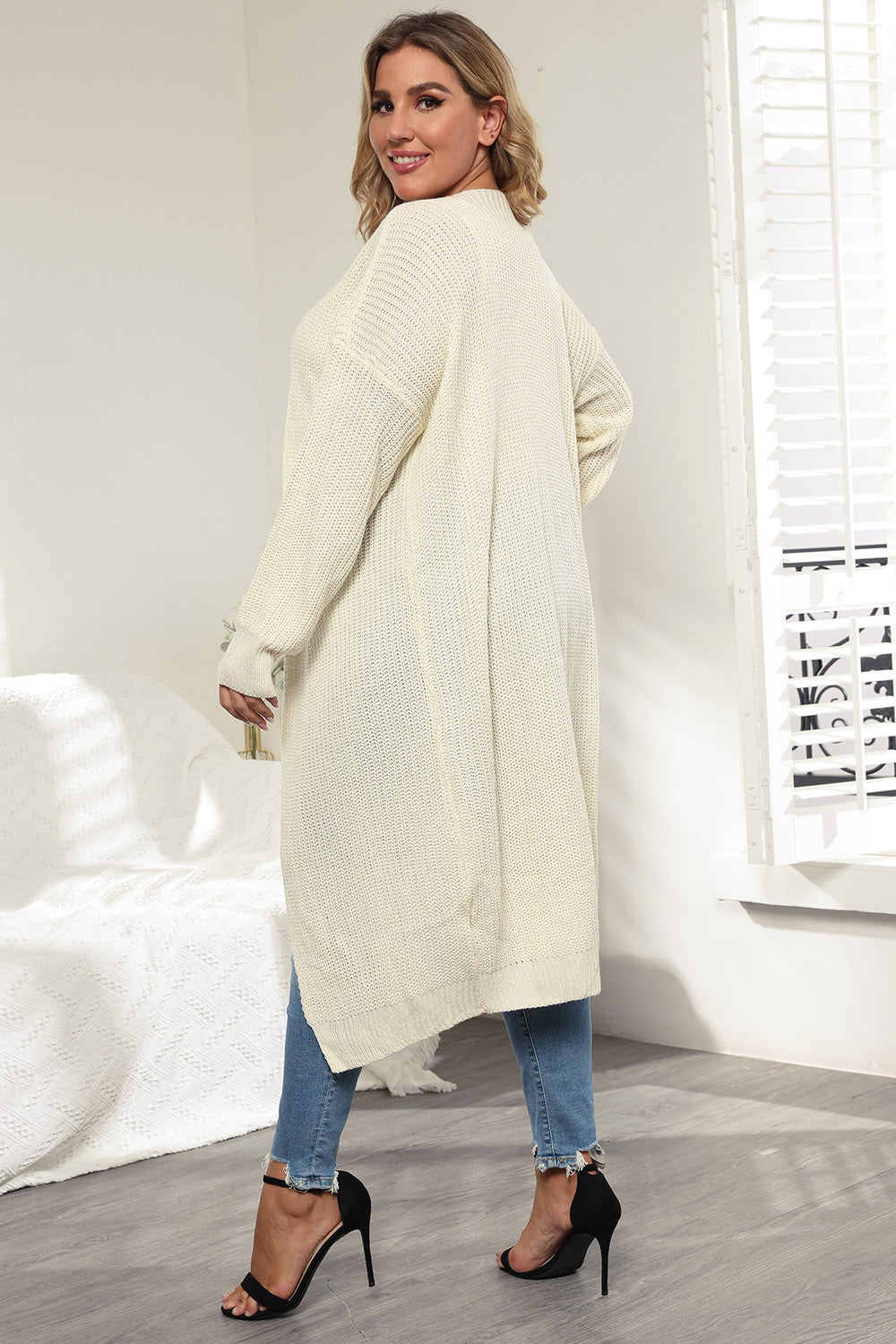 Plus Size Open Front Long Sleeve Cardigan - Pahabu - Women's Clothing & Shop