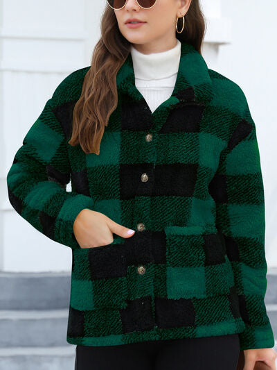 Button Up Drop Shoulder Fuzzy Jacket - Pahabu - Women's Clothing & Shop