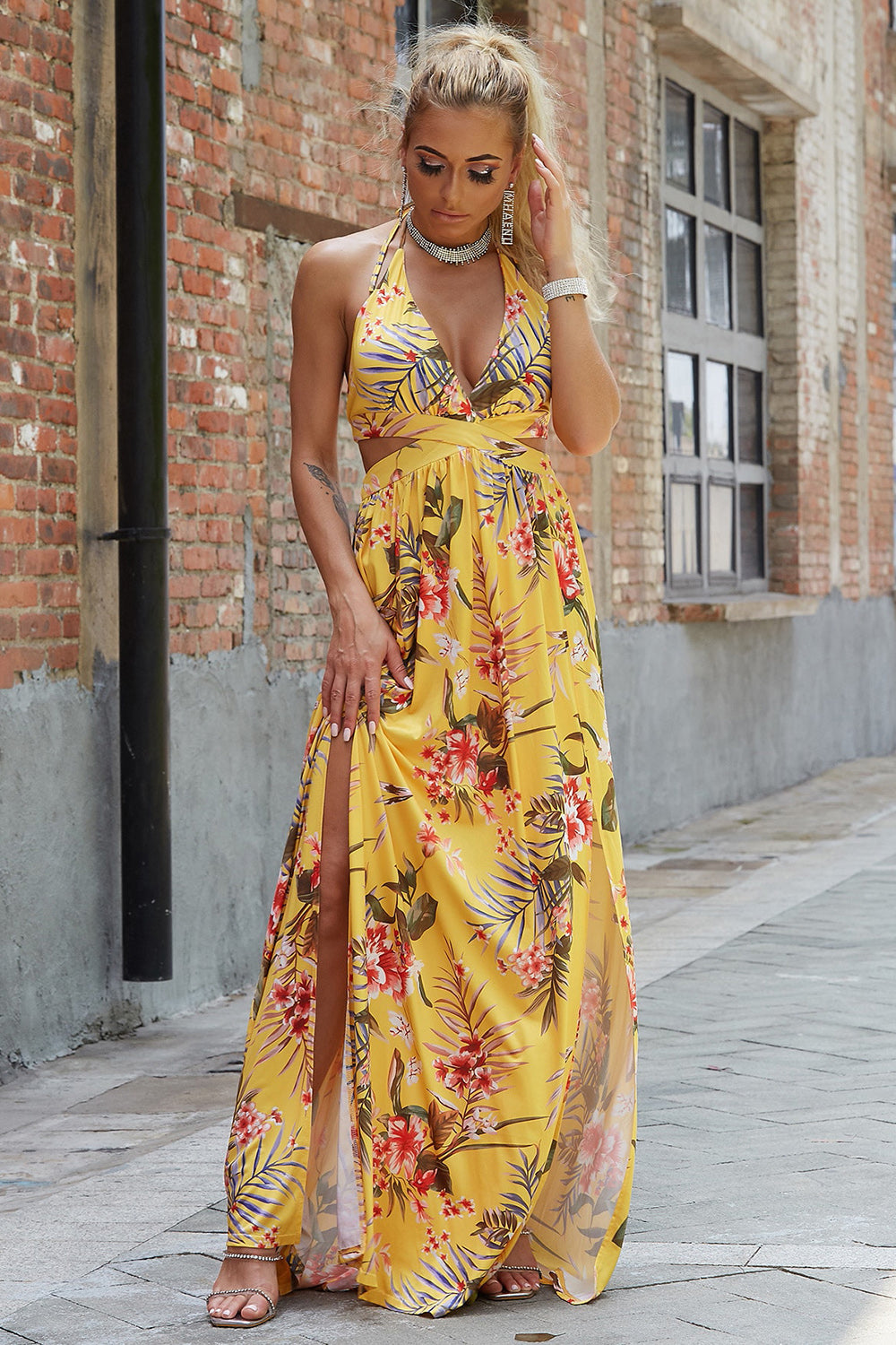 Halter Neck Split Dress - Pahabu - Women's Clothing & Shop