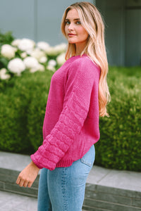 Round Neck Dropped Shoulder Waffle-Knit Sweater - Pahabu - Women's Clothing & Shop
