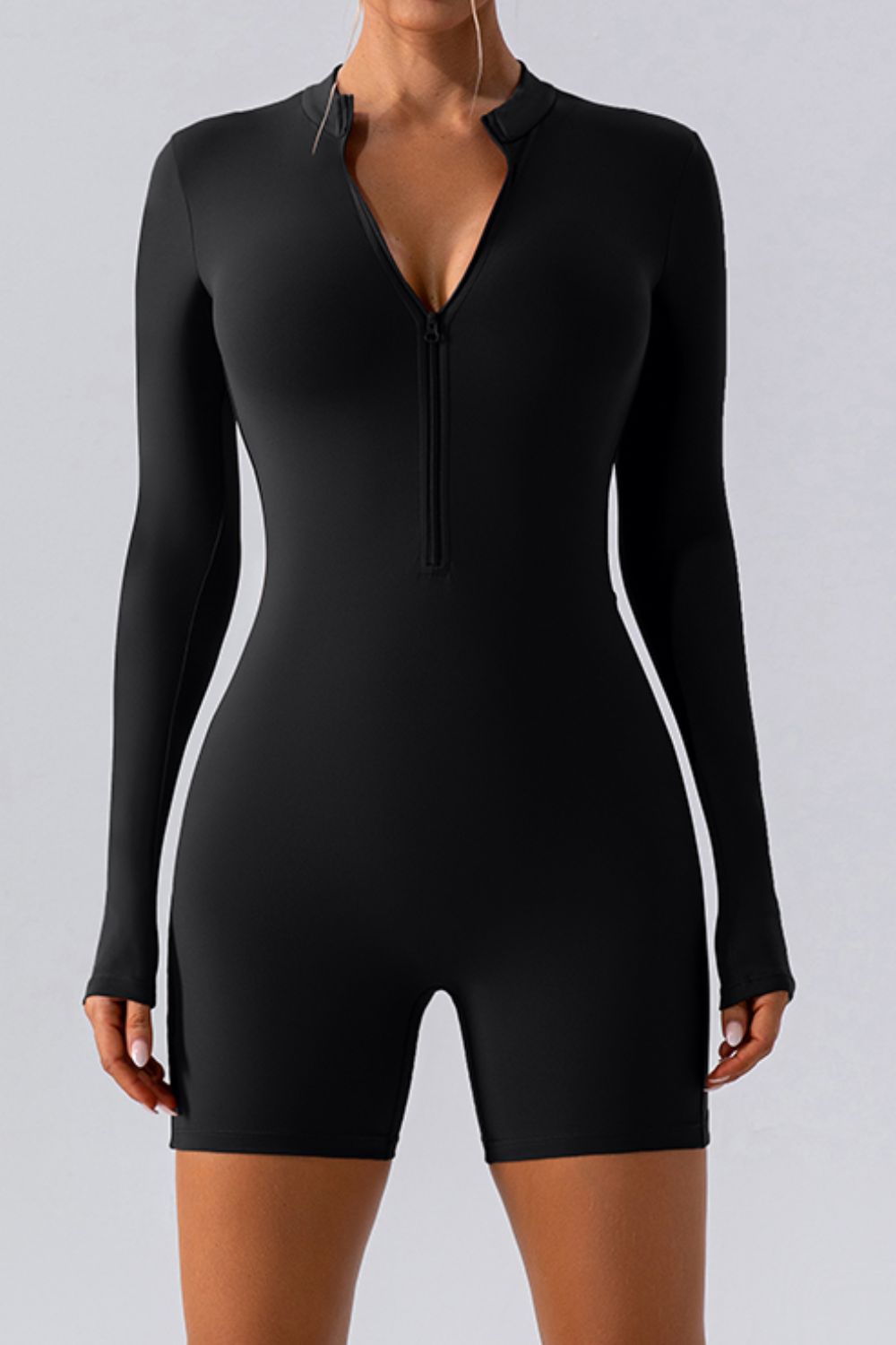Half Zip Long Sleeve Active Romper - Pahabu - Women's Clothing & Shop