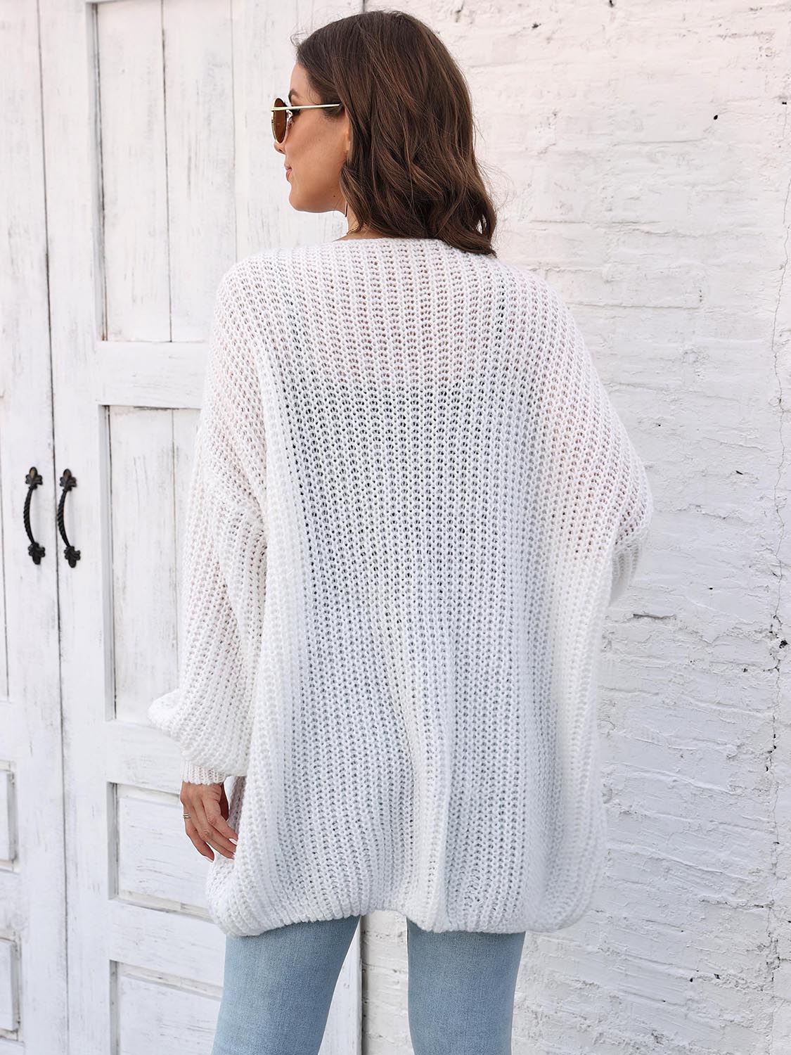 Open Front Dropped Shoulder Longline Cardigan - Pahabu - Women's Clothing & Shop