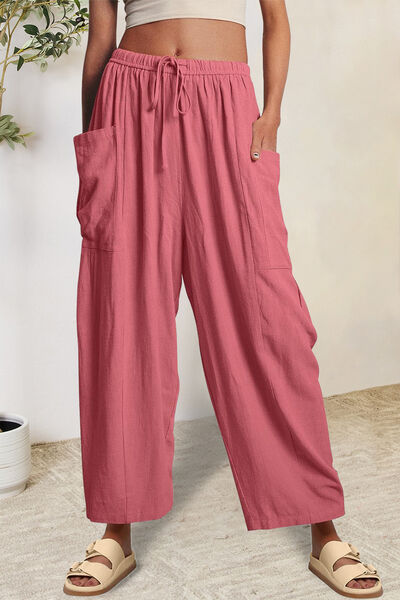 Full Size Pocketed Drawstring Wide Leg Pants - Pahabu - Women's Clothing & Shop