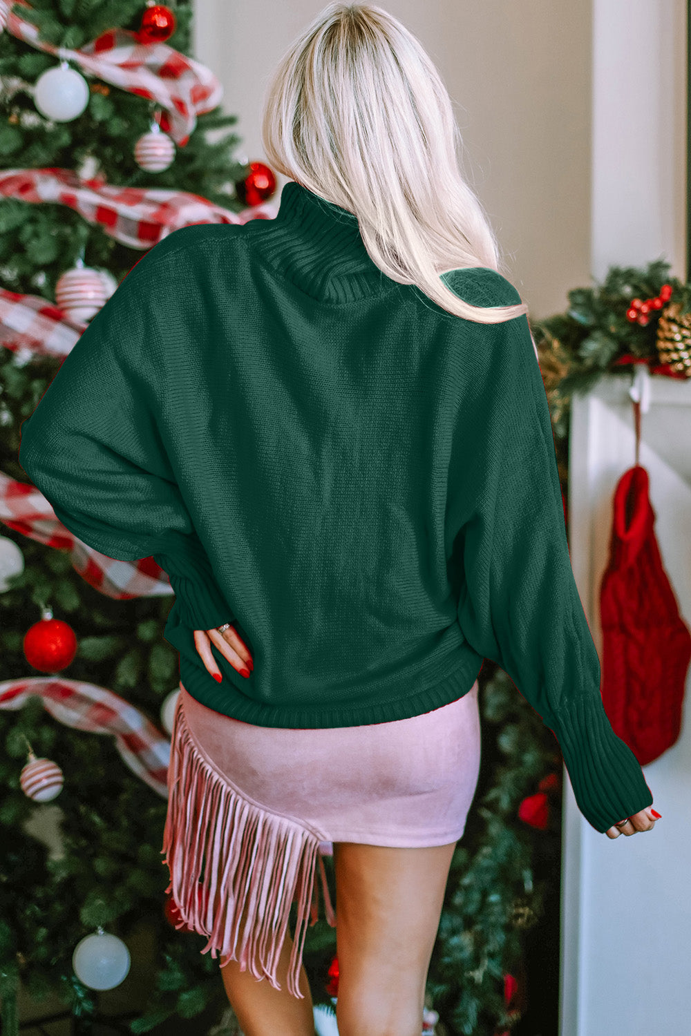 Double Take Full Size Merry Christmas Turtleneck Long Sleeve Sweater - Pahabu - Women's Clothing & Shop