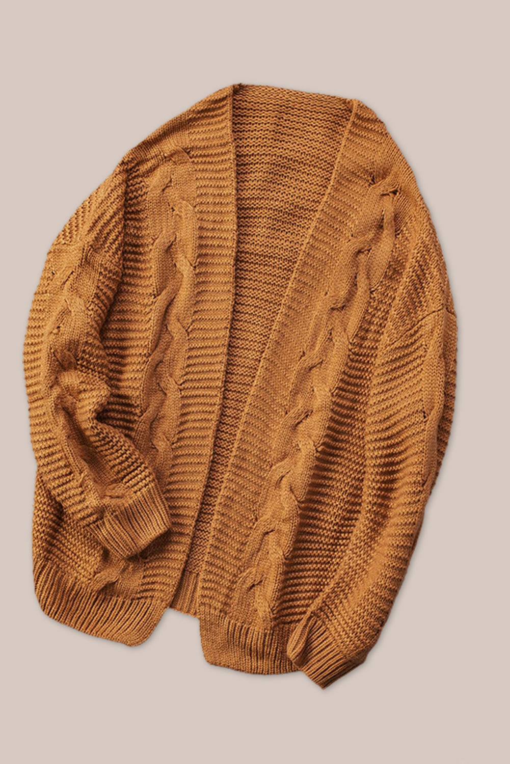 Cable-Knit Open Front Cardigan - Pahabu - Women's Clothing & Shop