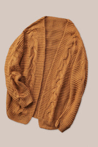 Cable-Knit Open Front Cardigan - Pahabu - Women's Clothing & Shop
