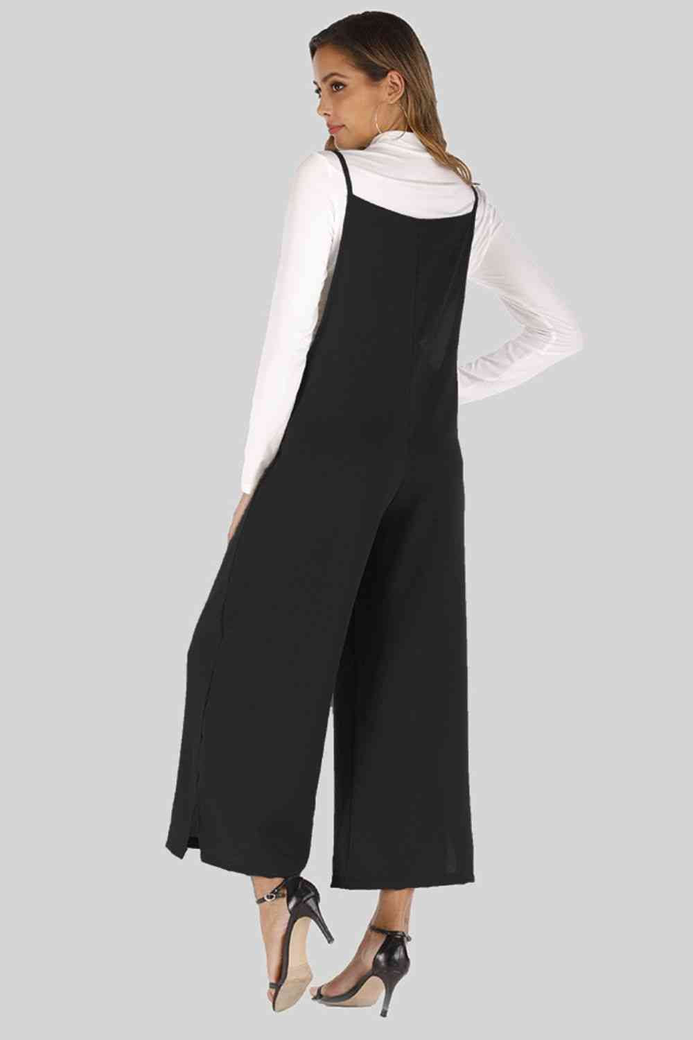 Full Size Cropped Wide Leg Overalls with Pockets - Pahabu - Women's Clothing & Shop